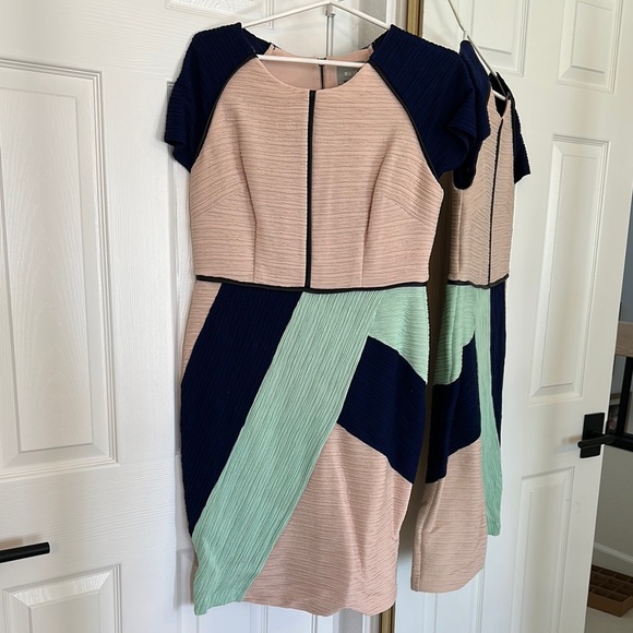 Maeve Dresses & Skirts - Maeve Navy and Pink Textured Dress